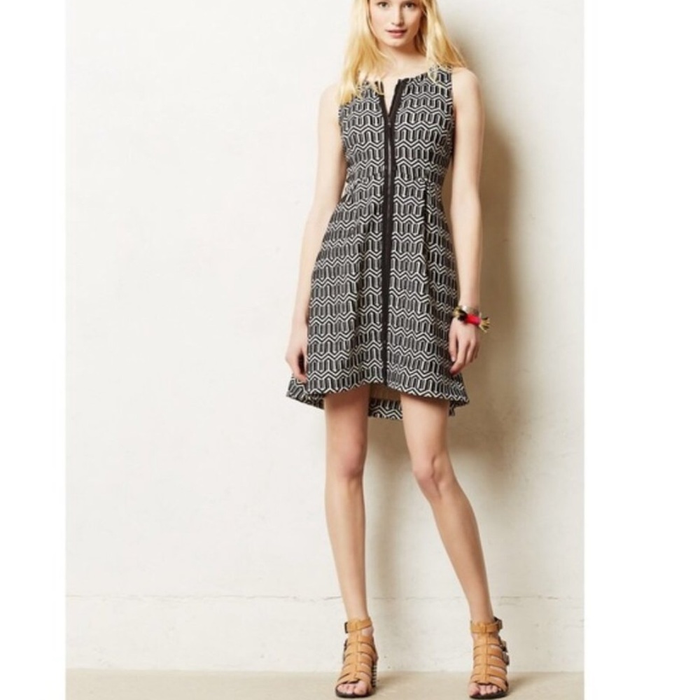 Anthropologie Leifsdottir Tonnelle Zip-Front Black & White Dress